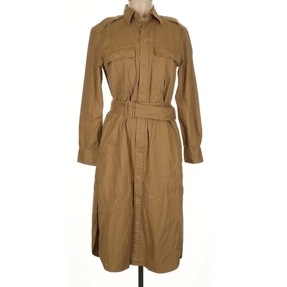 Polo Ralph Lauren Long sleeve Collared Belted Cotton Midi Shirt Dress Size 6 - Picture 2 of 11